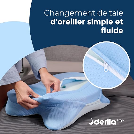Changement de taie d'oreiller simple et fluide sur le Derila Ergo